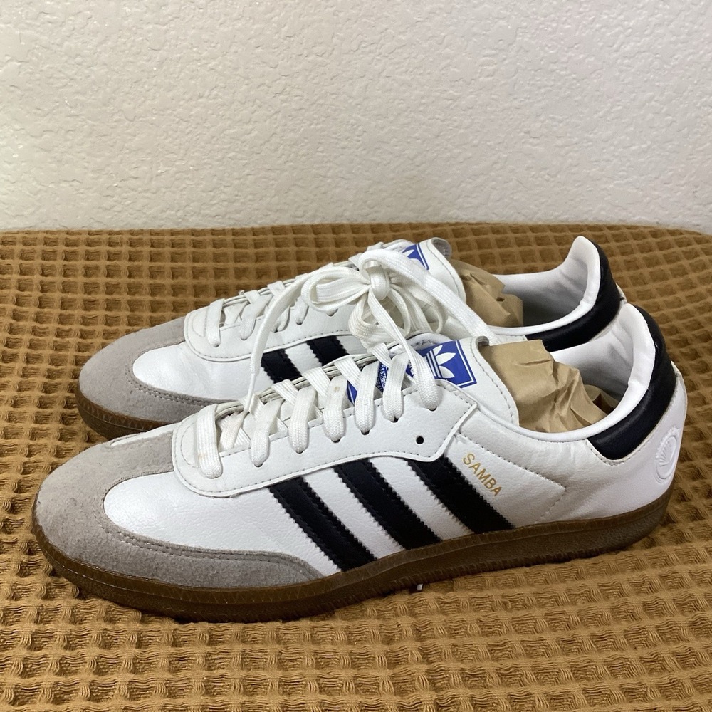 Adidas Samba Vegan Low Mens Sz 9 White Gum Brown Black Gray Leather FW2427